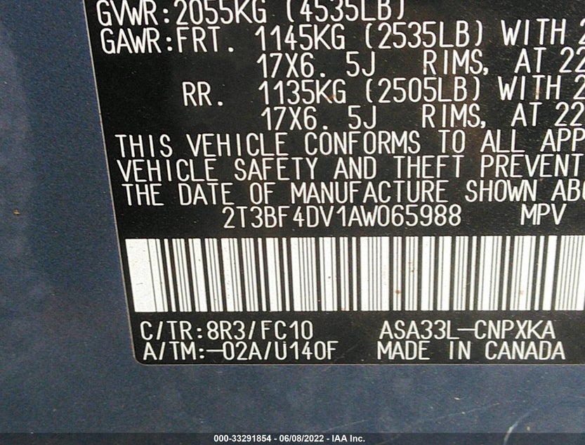 2T3BF4DV1AW065988