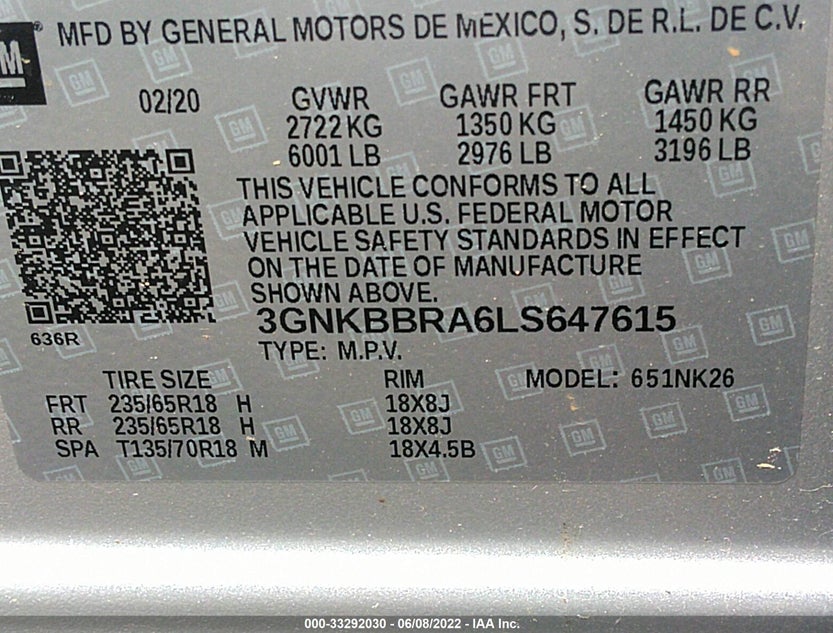 3GNKBBRA6LS647615