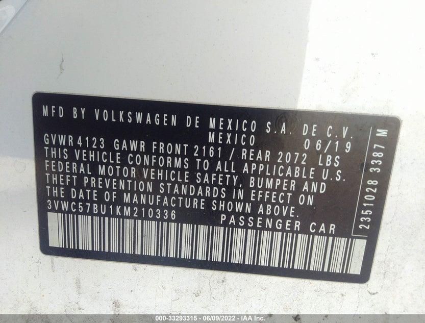 3VWC57BU1KM210336