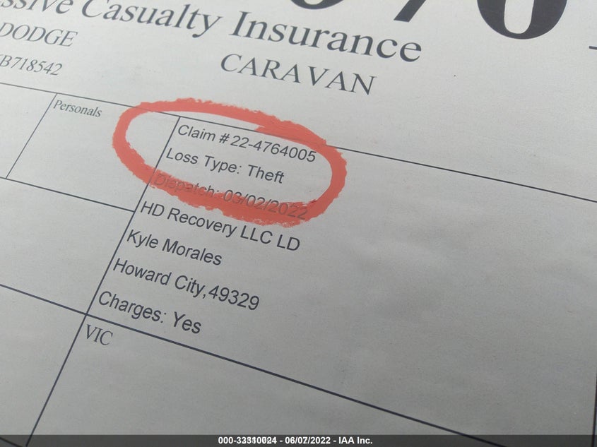 2006 Dodge Caravan Se VIN: 1D4GP25B86B718542 Lot: 33310024