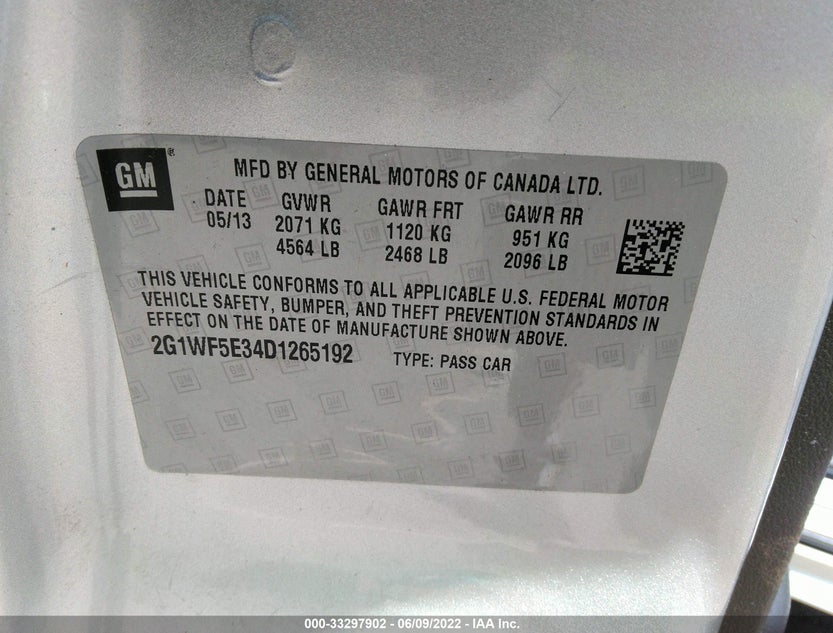 2G1WF5E34D1265192