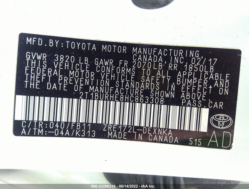 2T1BURHE8HC863308