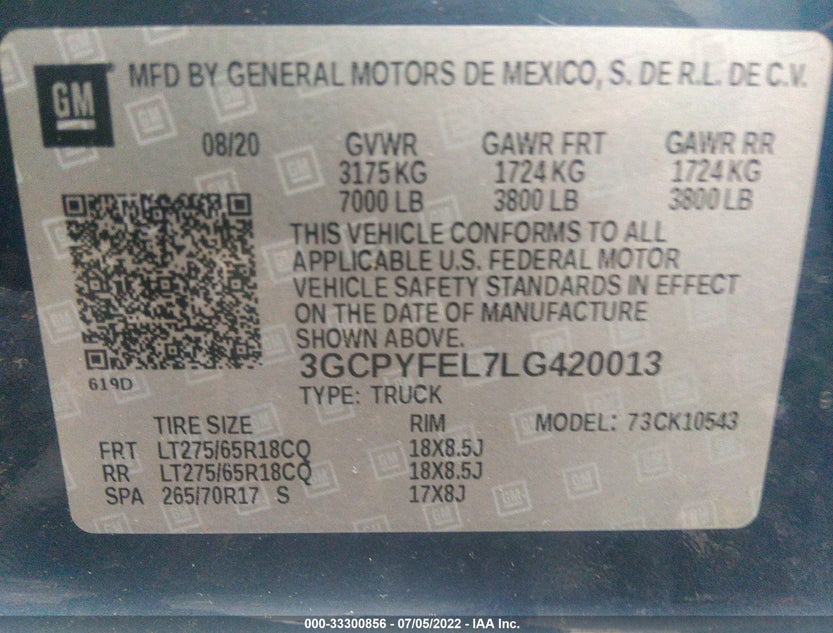 3GCPYFEL7LG420013