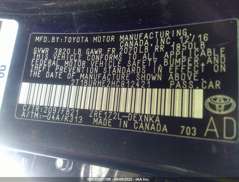 2T1BURHE2HC812421