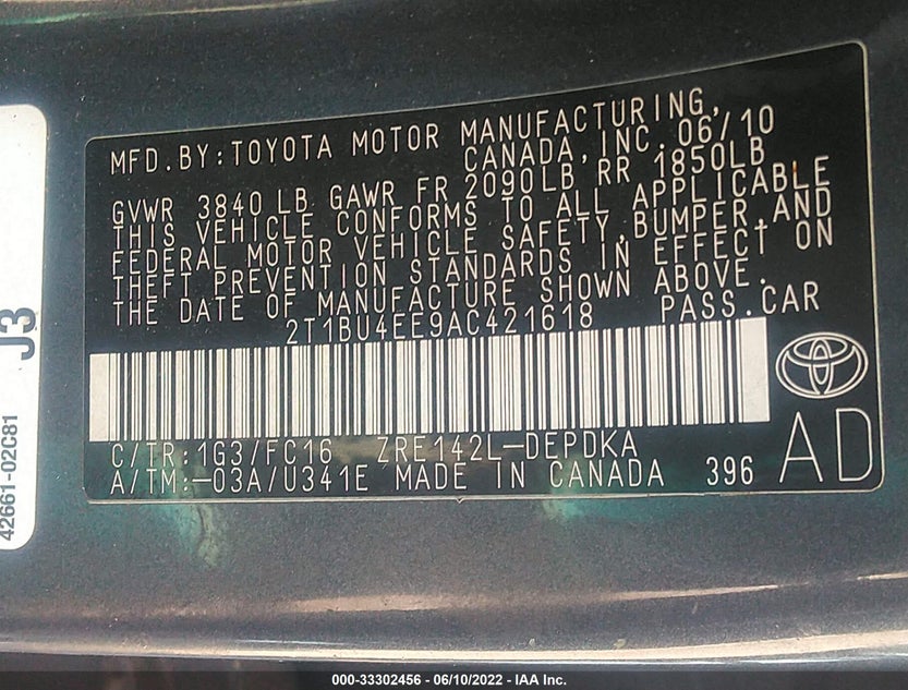 2T1BU4EE9AC421618