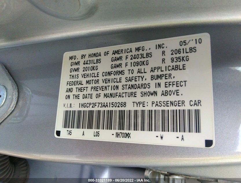 1HGCP2F73AA150268