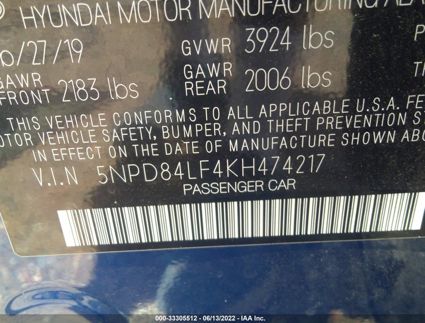 5NPD84LF4KH474217
