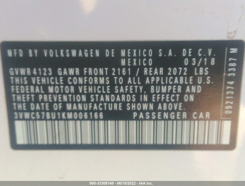 3VWC57BU1KM006166