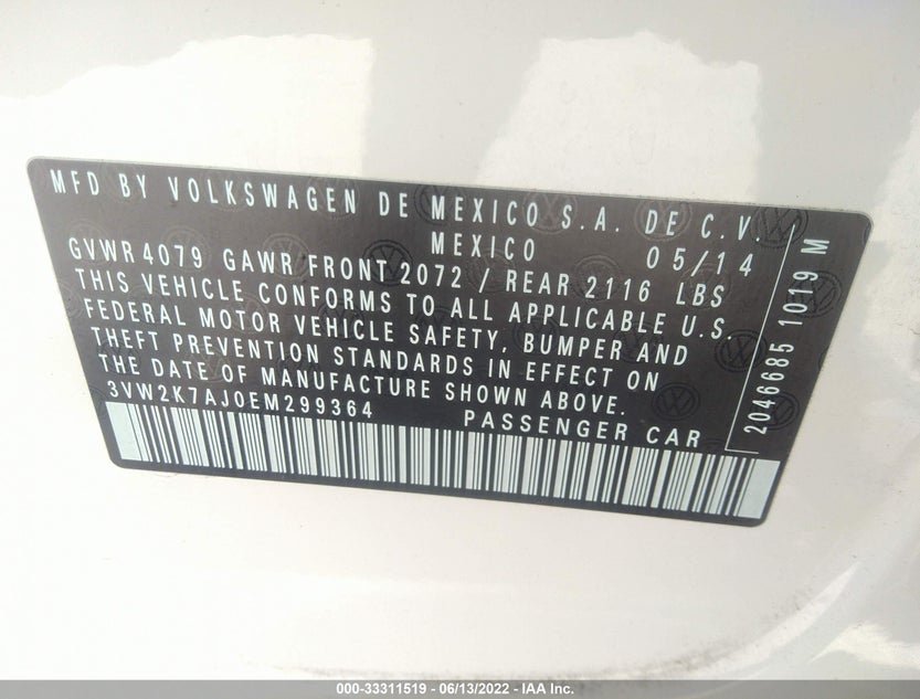 3VW2K7AJ0EM299364