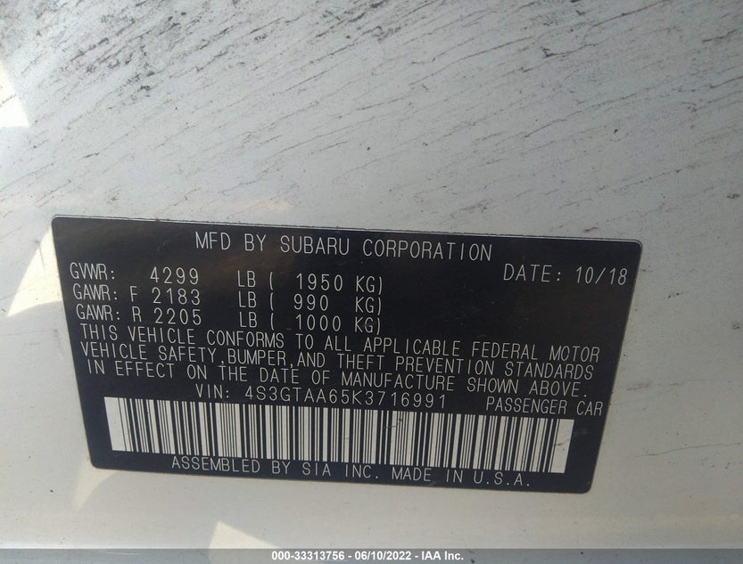 4S3GTAA65K3716991
