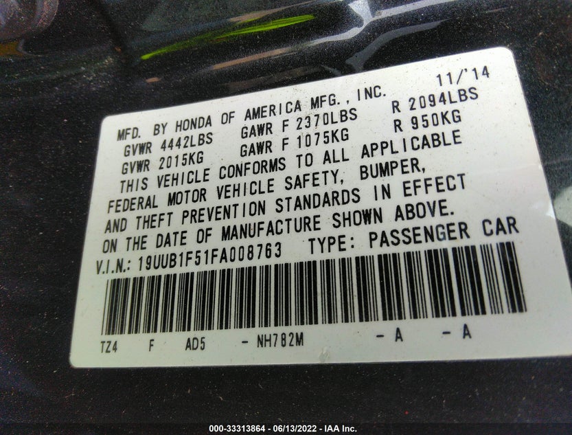 19UUB1F51FA008763