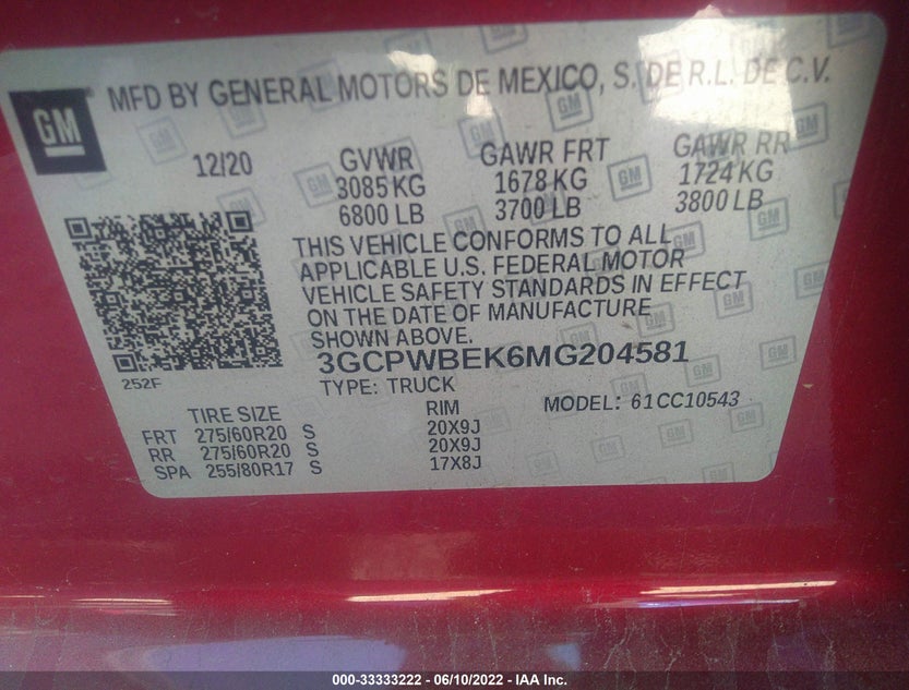 3GCPWBEK6MG204581