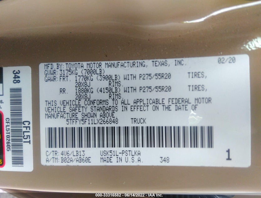 5TFFY5F11LX266848