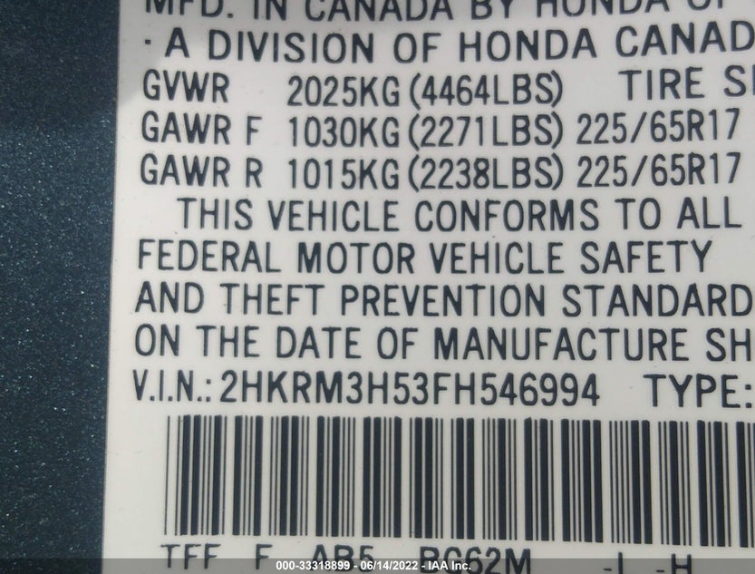2HKRM3H53FH546994