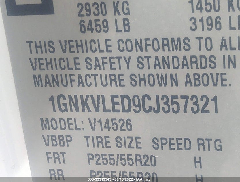 1GNKVLED9CJ357321