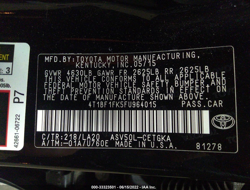 4T1BF1FK5FU964015