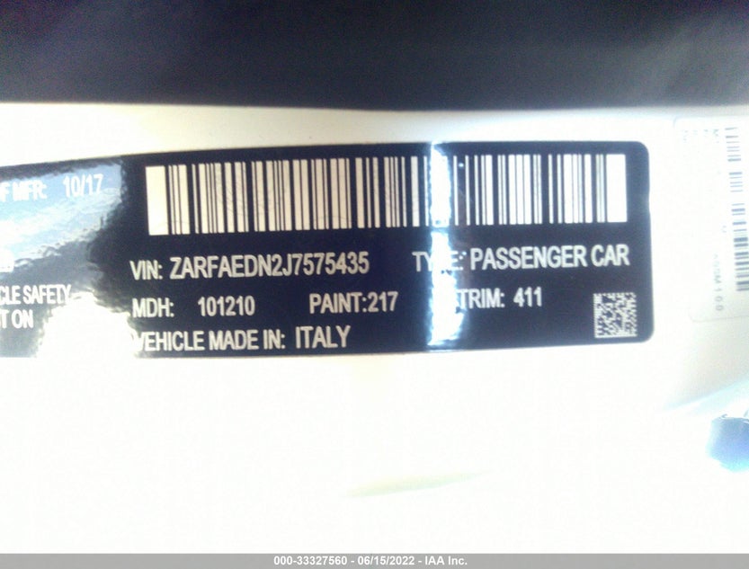 ZARFAEDN2J7575435