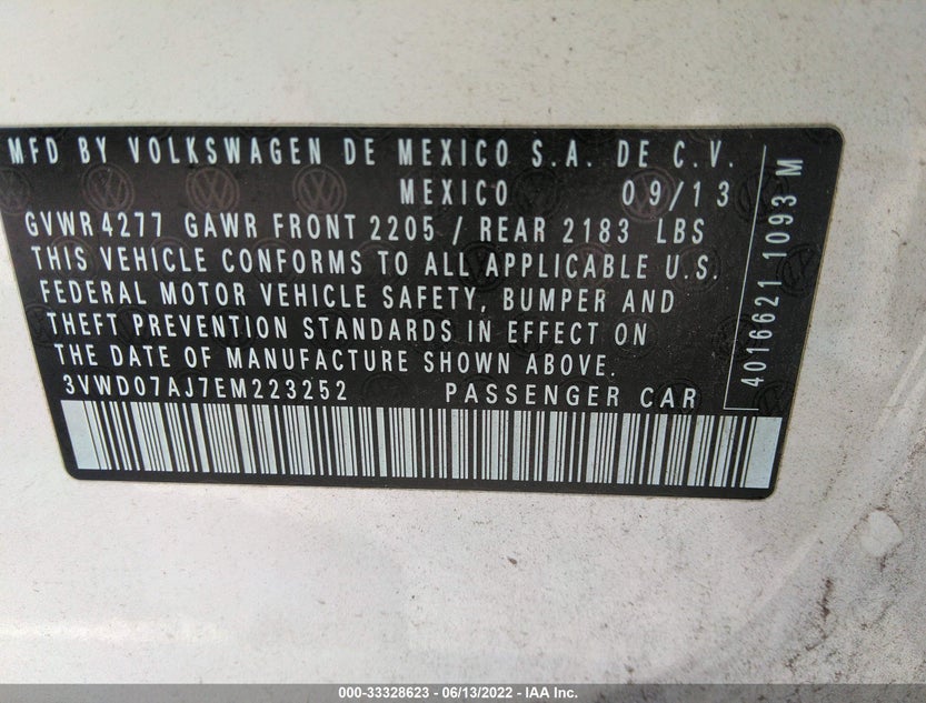 3VWD07AJ7EM223252