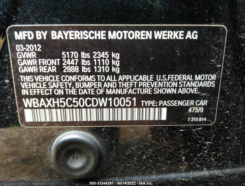 WBAXH5C50CDW10051