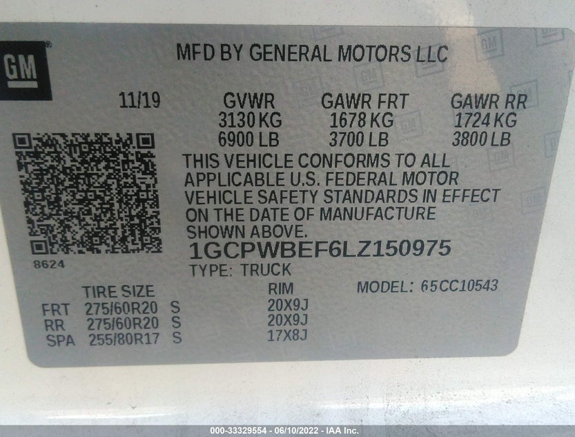 1GCPWBEF6LZ150975