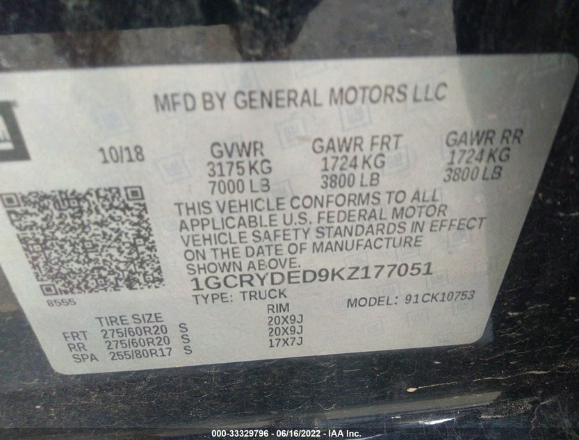 1GCRYDED9KZ177051