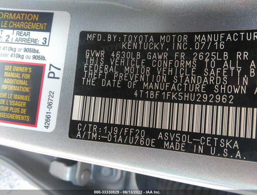 4T1BF1FK5HU292962