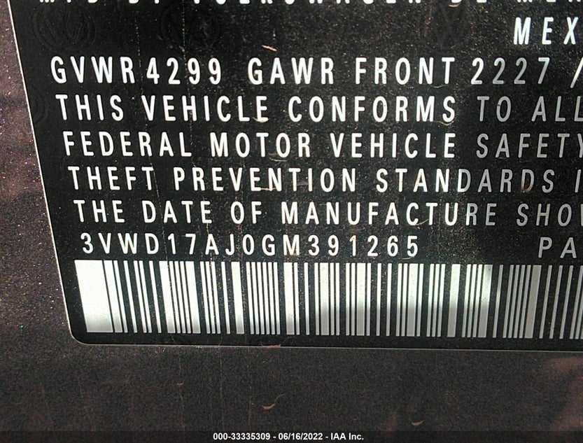 3VWD17AJ0GM391265