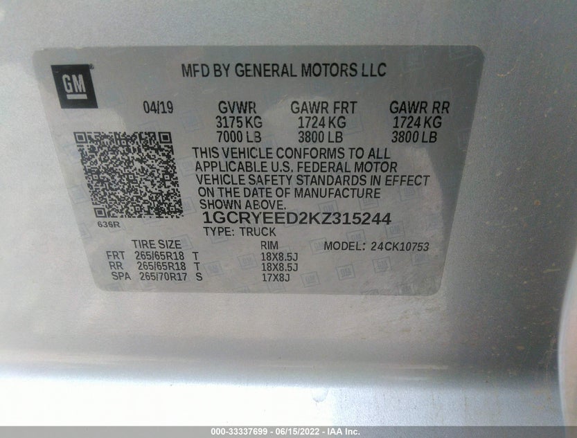 1GCRYEED2KZ315244