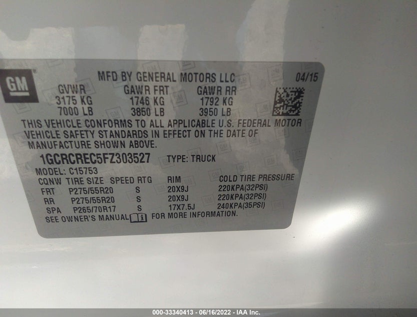 1GCRCREC5FZ303527