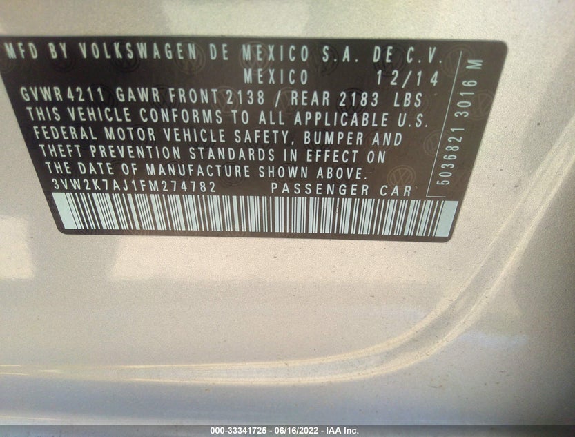 3VW2K7AJ1FM274782