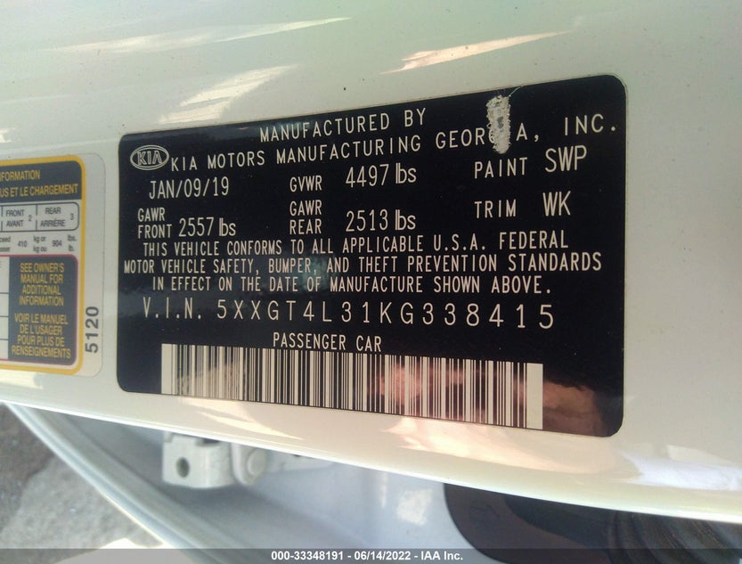 5XXGT4L31KG338415