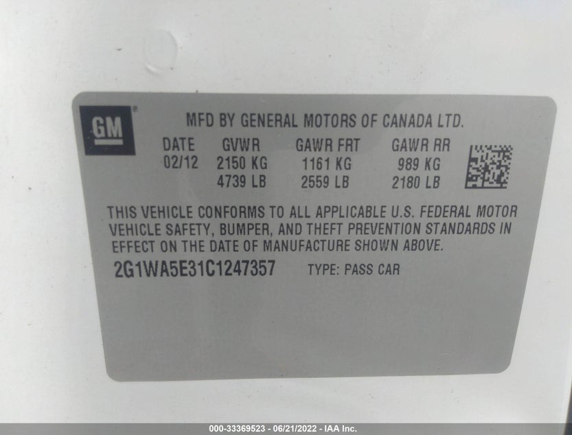 2G1WA5E31C1247357