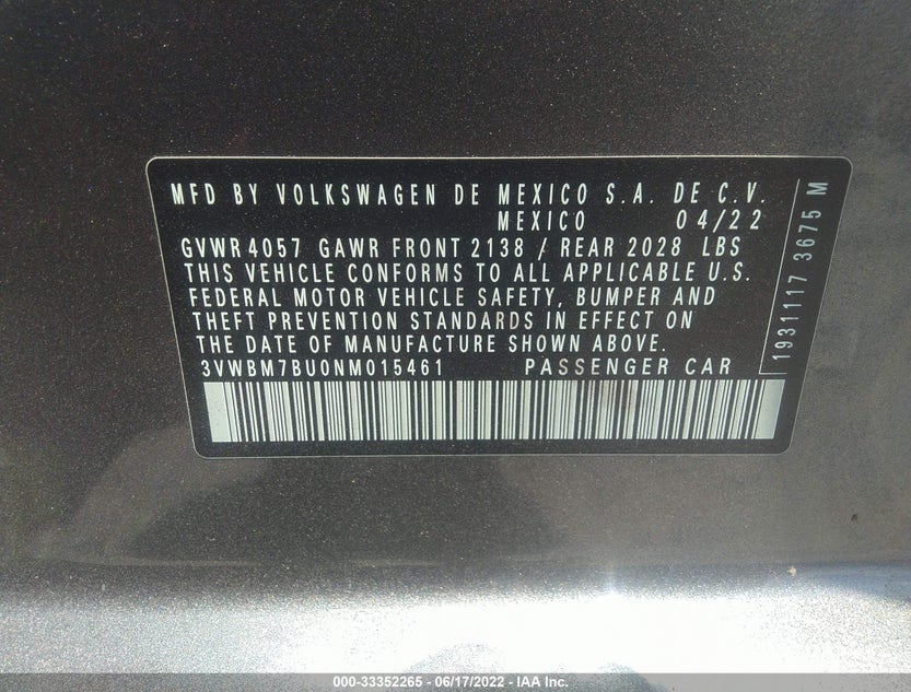 3VWBM7BU0NM015461