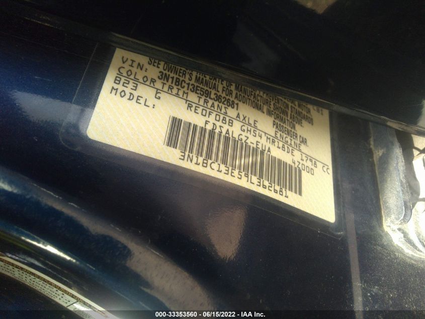 3N1BC13E59L362681 2009 Nissan Versa 1.8Sl