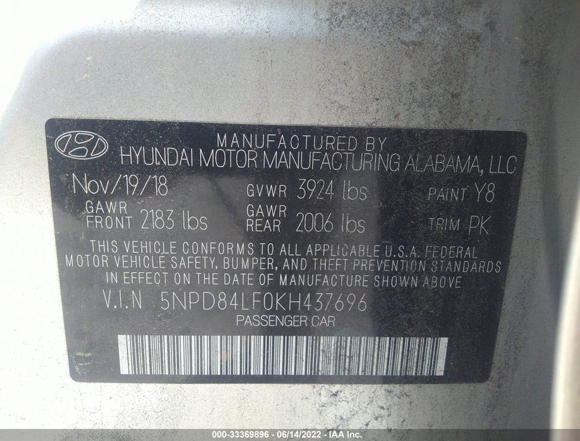 5NPD84LF0KH437696