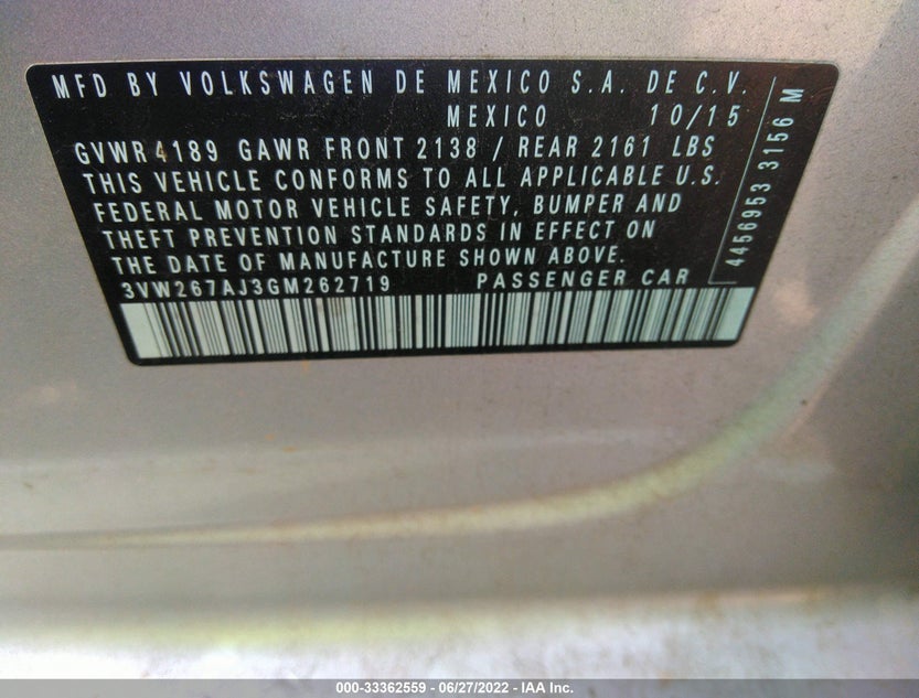 3VW267AJ3GM262719