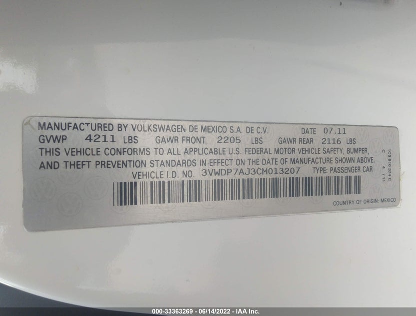 3VWDP7AJ3CM013207