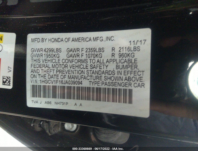 1HGCV1F16JA039094