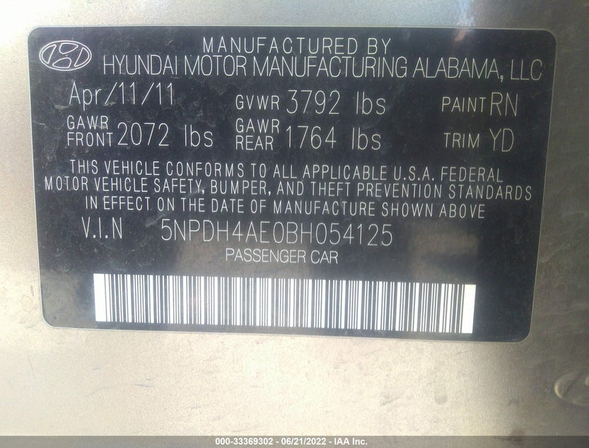 5NPDH4AE0BH054125