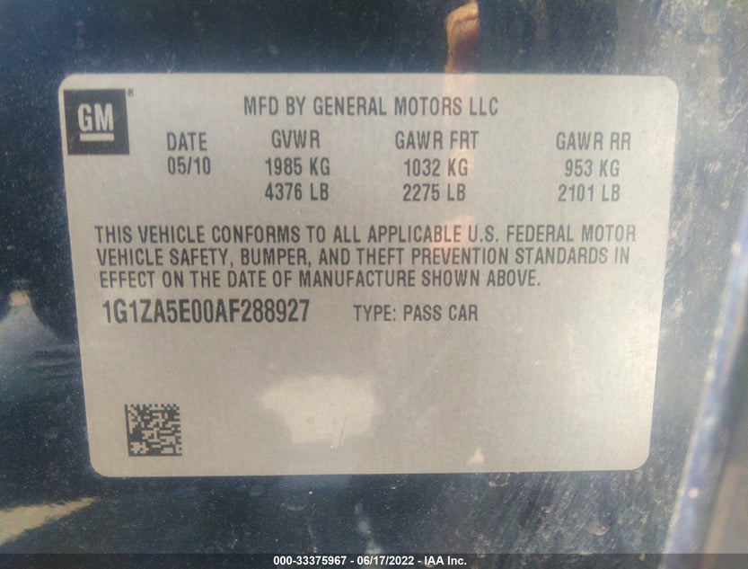 1G1ZA5E00AF288927