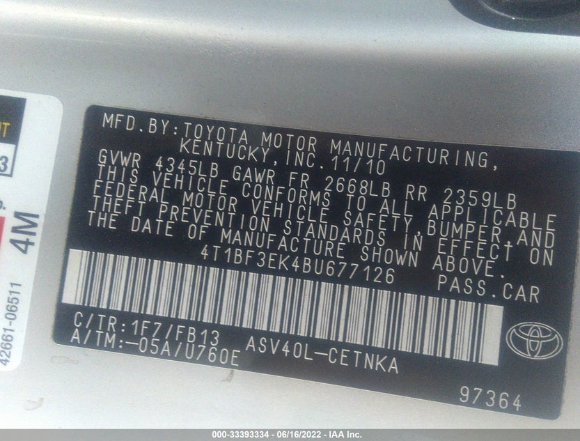 4T1BF3EK4BU677126