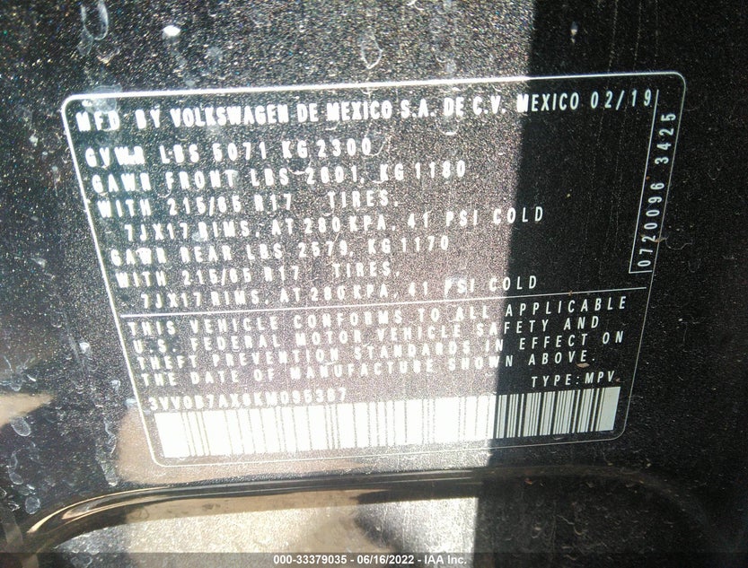 3VV0B7AX6KM095387