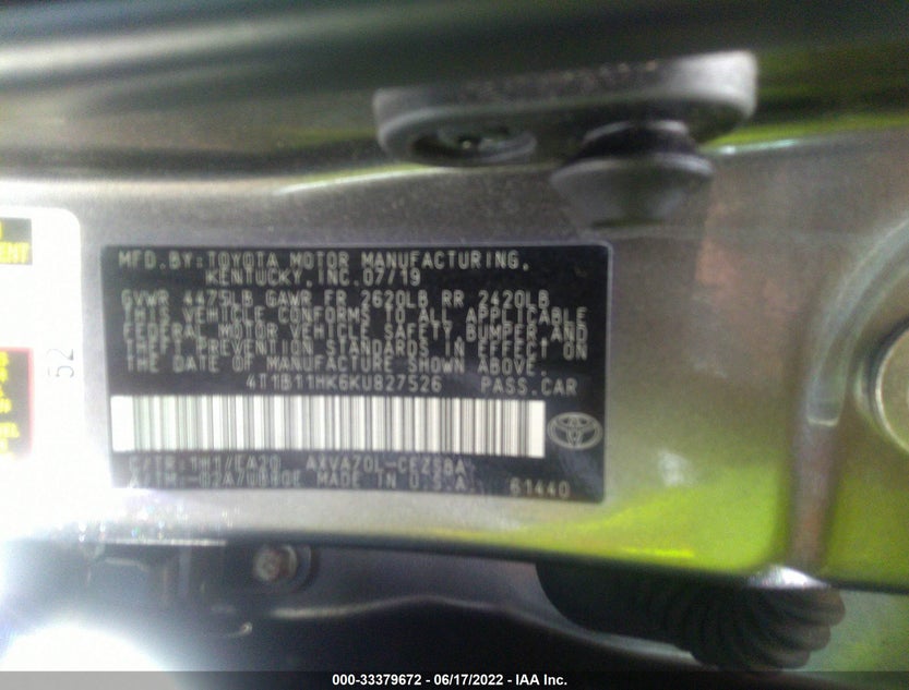 4T1B11HK6KU827526