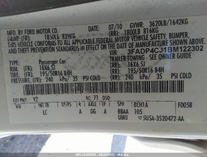 3FADP4CJ1BM122302