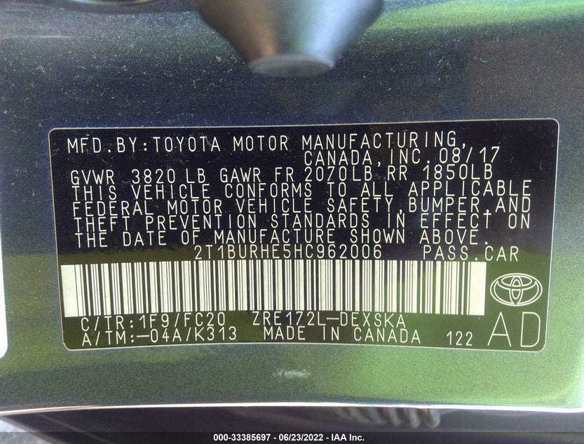 2T1BURHE5HC962006