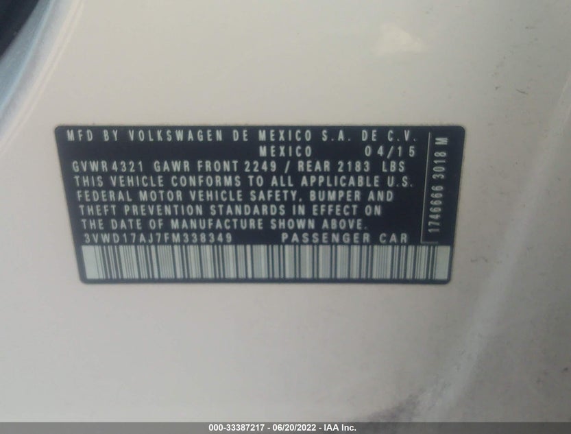3VWD17AJ7FM338349