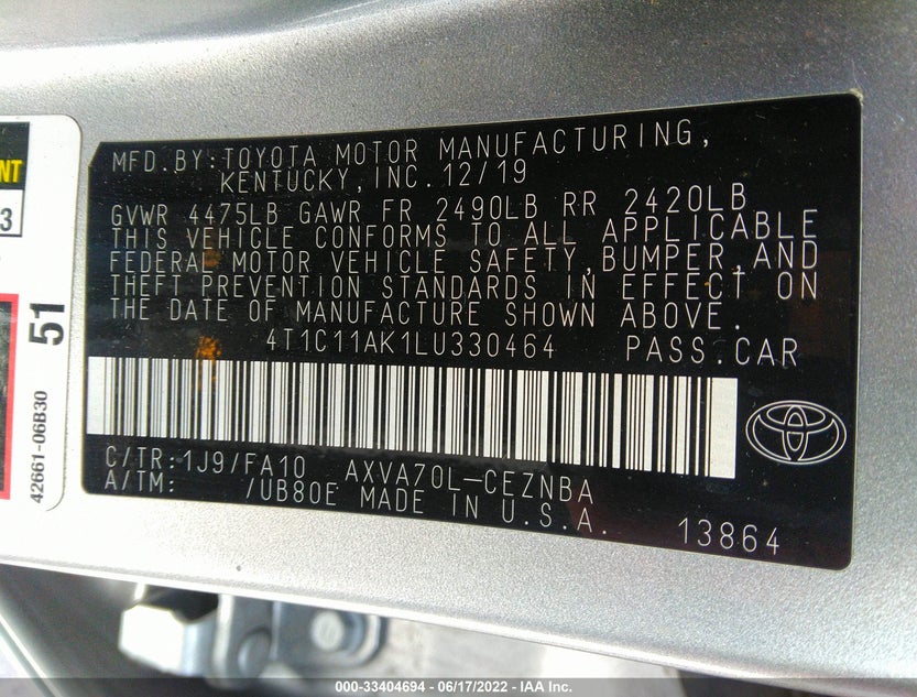 4T1C11AK1LU330464