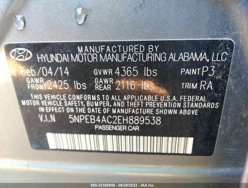 5NPEB4AC2EH889538