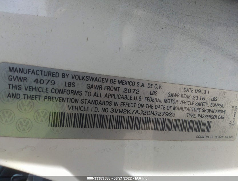 3VW2K7AJ2CM327923