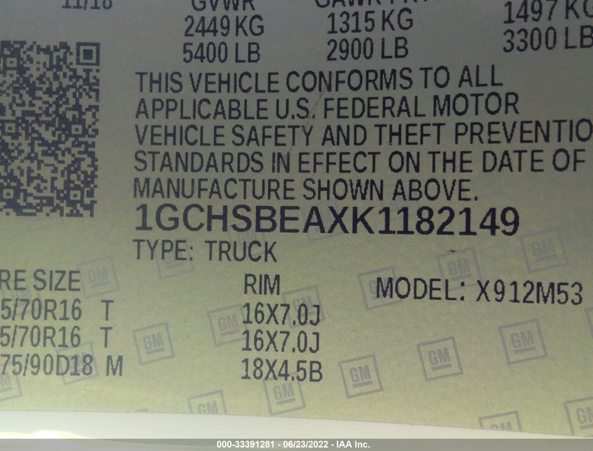 1GCHSBEAXK1182149